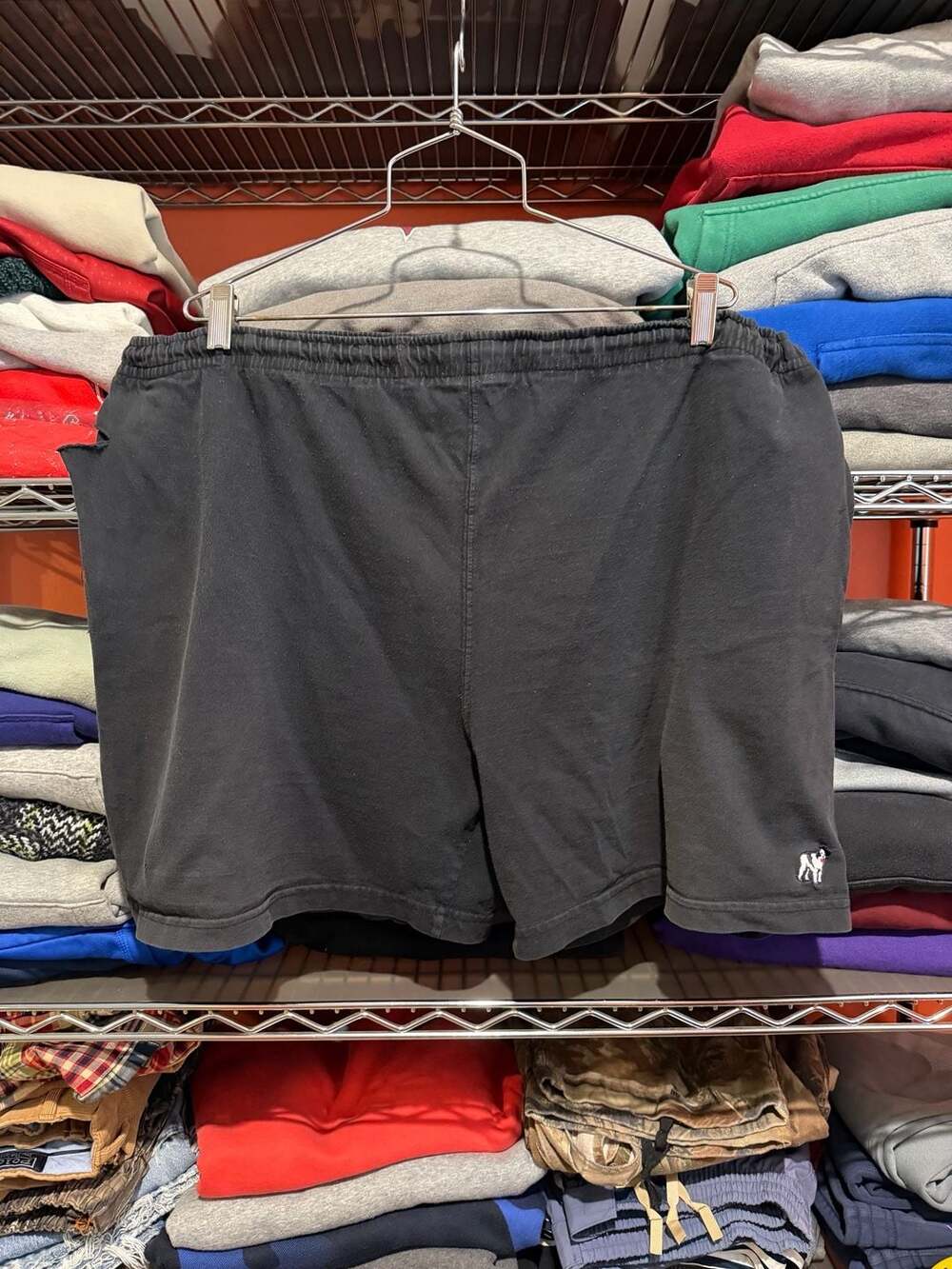 Big Dogs Black Cotton Sweatshorts with Embroidered Dog Logo Size XL
